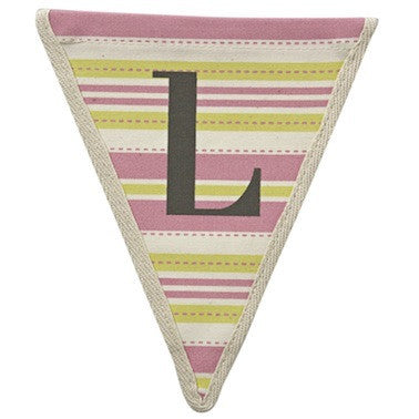 Letter L - horizontal stripe pink & lime