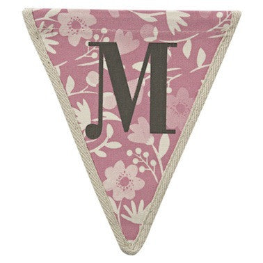 Letter M - floral pattern pink