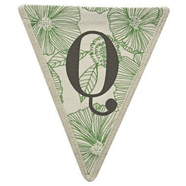 Letter Q - floral pattern green