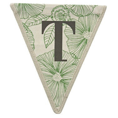 Letter T - floral pattern green