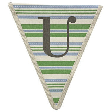 Letter U - horizontal stripe blue & green