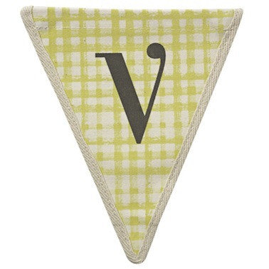 Letter V - gingham pattern yellow