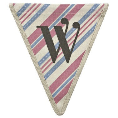 Letter W - diagonal stripe pink & blue