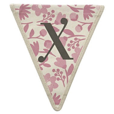 Letter X - floral pattern pink