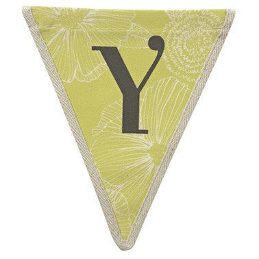 Letter Y - floral pattern lime