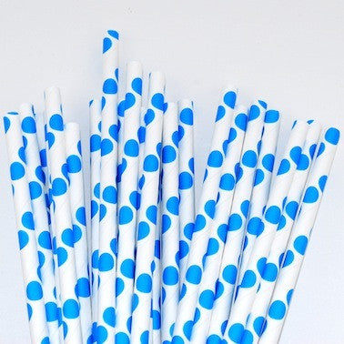Paper Straws - Blue Dots