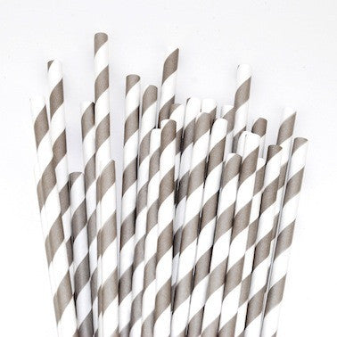 Paper Straws - Grey Stripes