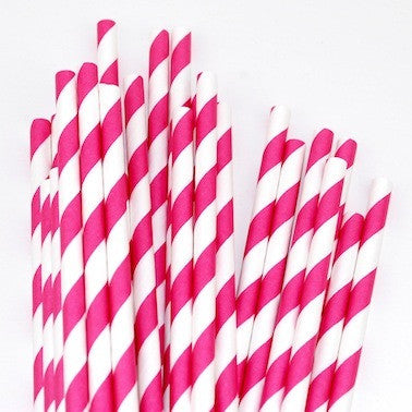 Paper Straws - Hot Pink Stripes