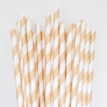 Paper Straws - Ivory Cream Stripes