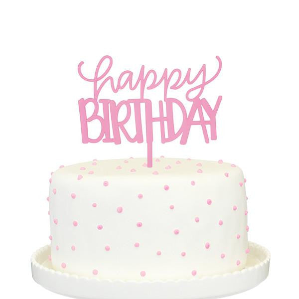 Happy Birthday Cake Topper - Pink Frost