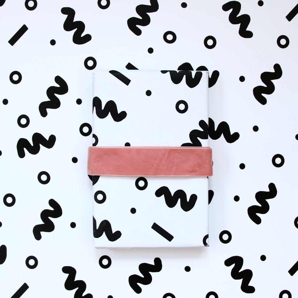 Black & White Squiggle Gift Wrap Roll