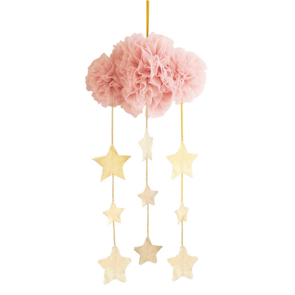 Blush & Gold Tulle Cloud Mobile