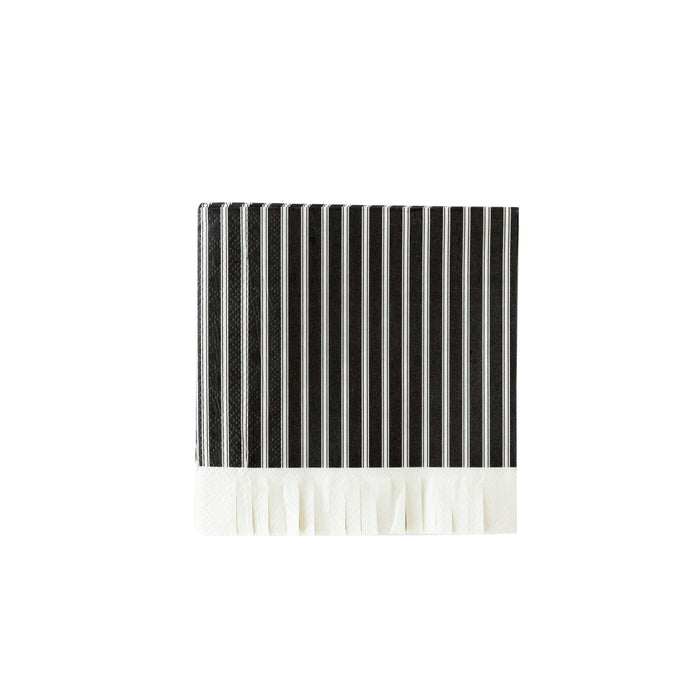 Black and White Stripe Fringe Napkin
