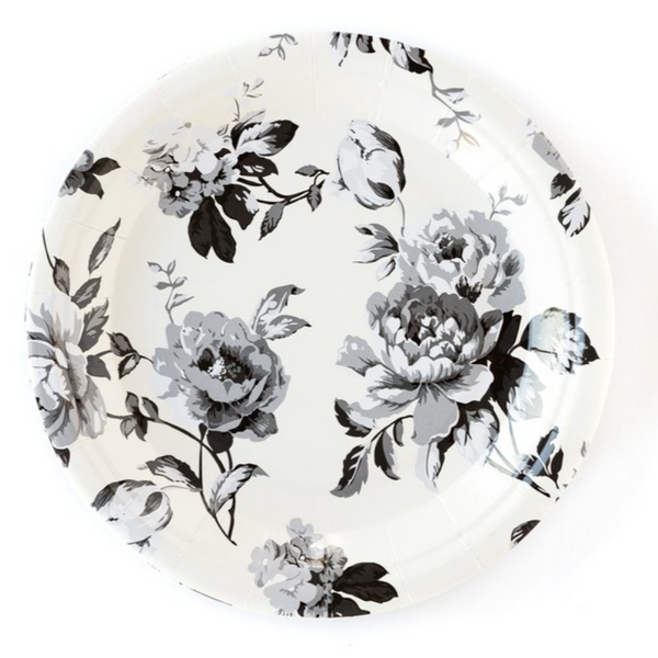 Black and Cream Floral Plates