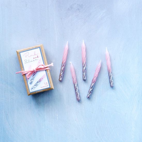 Pink and Silver Petite Party Candles